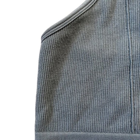 Fabletics Blue Ribbed Midi Bralette - Picture 2 of 7